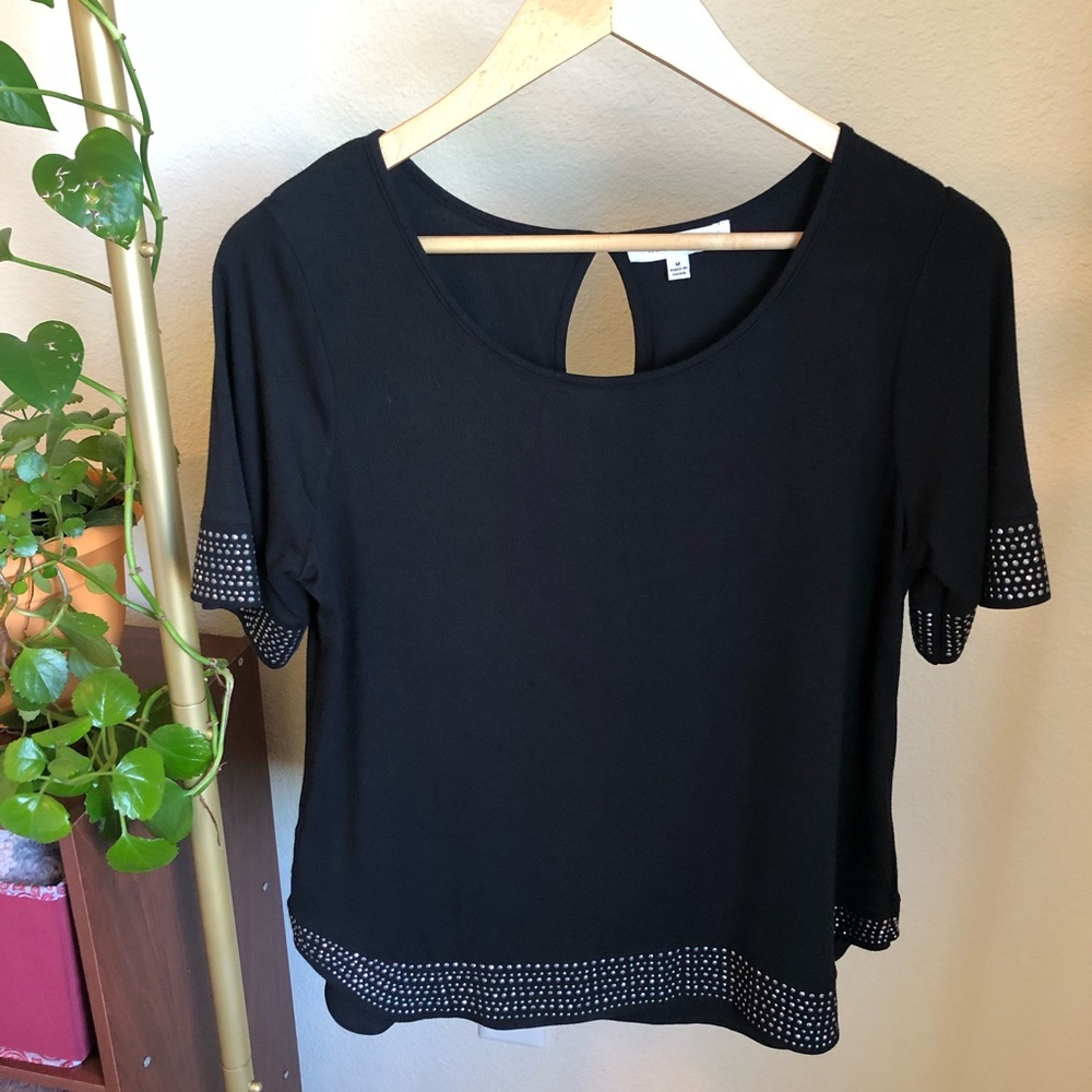 Rose & Olive black rhinestone studded top
